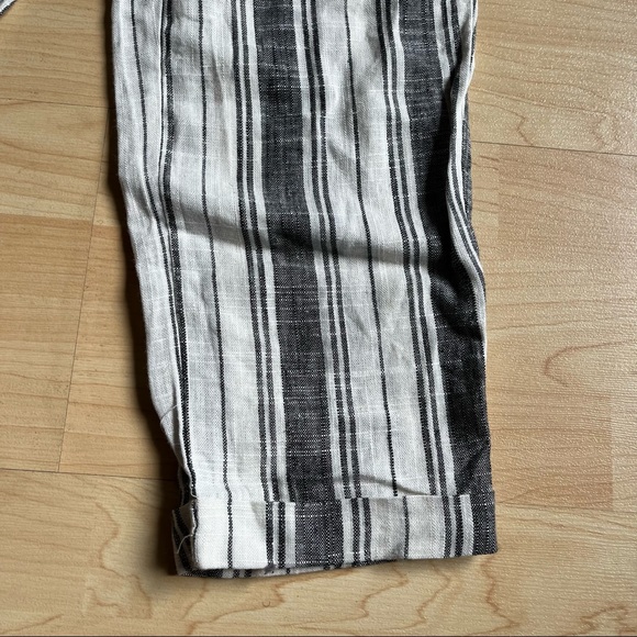 Urbanology Luxury Linen Collection Stripes Pants Straight Leg Belt Pocket Small - Picture 4 of 8